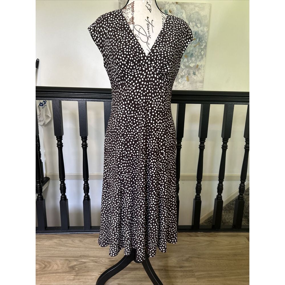 Chaps Dress,‎ Medium, polka-dots, Shoulder pads, cap sleeves, stretch, empire